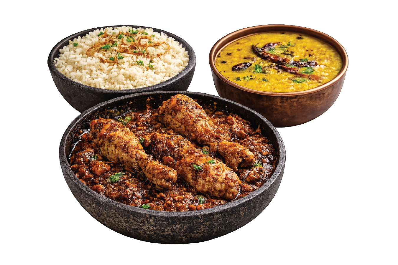 CHICKEN BHUNA WITH RICE & DAL